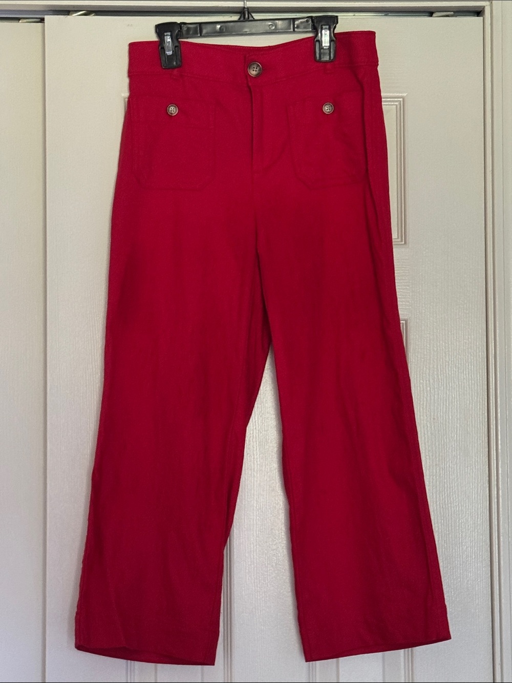 LOFT Red High-Rise Wide-Leg Pants